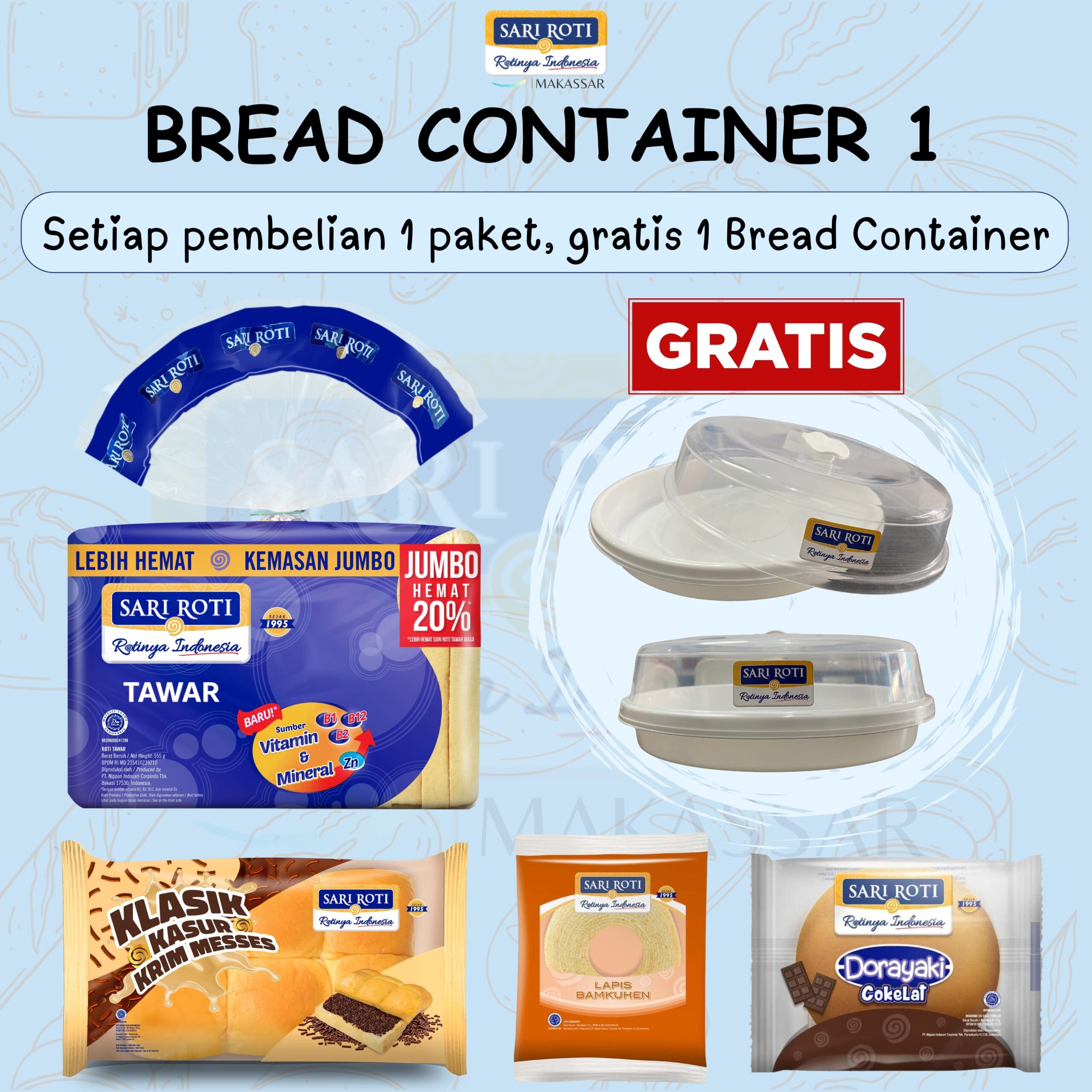 Paket Bread Container 1 – PT. Metro Sukses Makmur (Sari Roti Makassar)